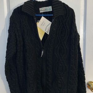 NWT Black wool zip up sweater